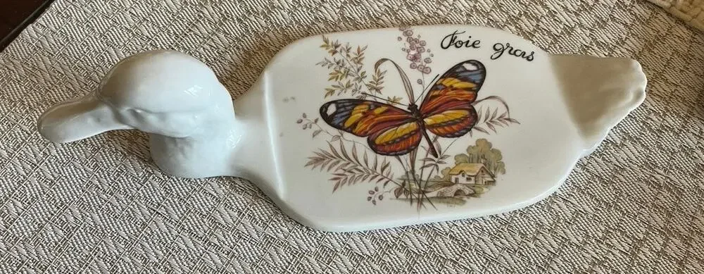 Vintage Porcelain Duck shaped pate’ tray French